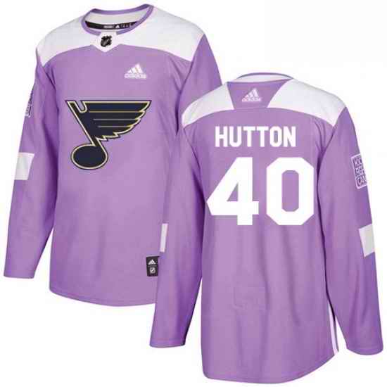 Mens Adidas St Louis Blues #40 Carter Hutton Authentic Purple Fights Cancer Practice NHL Jersey->st.louis blues->NHL Jersey