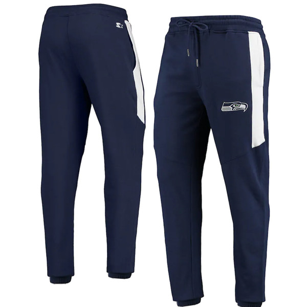 Men's Seattle Seahawks Starter Navy/White Goal Post Fleece Pants->tennessee titans->NFL Jersey