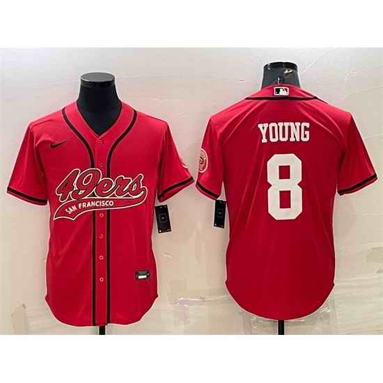 Men San Francisco 49ers #8 Steve Young Red With Patch Cool Base Stitched Baseball JerseyS->san francisco 49ers->NFL Jersey