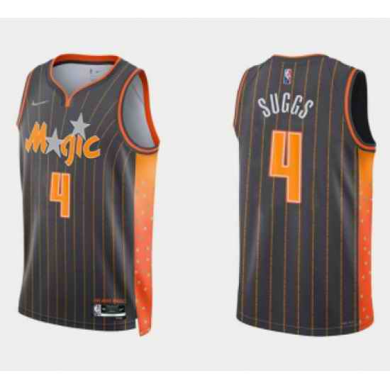 Men Orlando Magic #4 Jalen Suggs 2021 22 City Edition Black 75th Anniversary Stitched Swingman Jersey->orlando magic->NBA Jersey