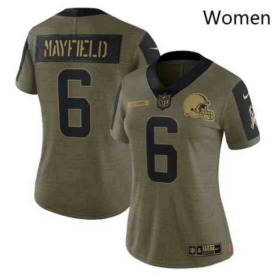 Women's Cleveland Browns Baker Mayfield Nike Olive 2021 Salute To Service Limited Player Jersey->women nfl jersey->Women Jersey