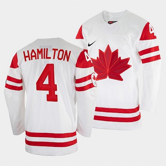 Men's Dougie Hamilton Canada Hockey White 2022 Beijing Winter Olympic #4 Home Jersey->2022 canada winter olympic->NHL Jersey