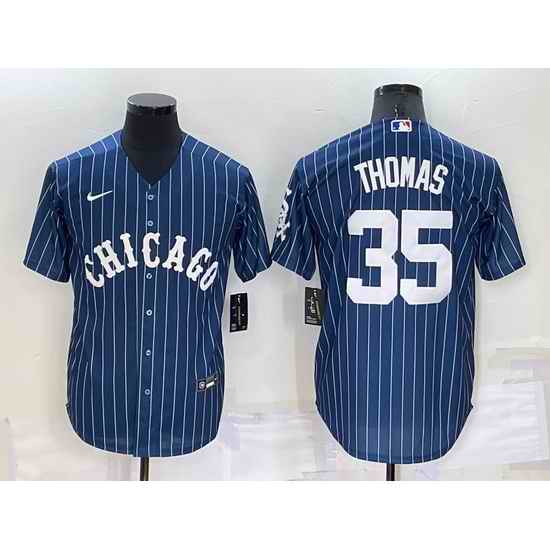 Men Chicago White Sox #35 Frank Thomas Navy Cool Base Stitched Jersey->chicago white sox->MLB Jersey