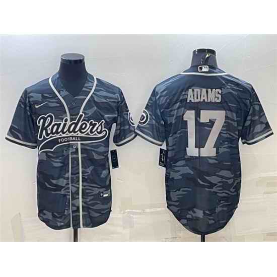 Men Las Vegas Raiders #17 Davante Adams Grey Camo With Patch Cool Base Stitched Baseball Jersey->las vegas raiders->NFL Jersey