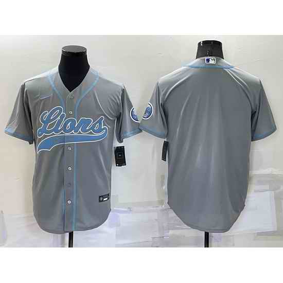 Men Detroit Lions Blank Gray Cool Base Stitched Baseball Jersey->detroit lions->NFL Jersey