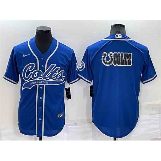 Men Indianapolis Colts Royal Team Big Logo With Patch Cool Base Stitched Baseball Jersey->cincinnati bengals->NFL Jersey