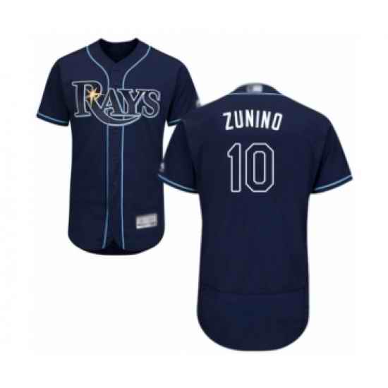 Men's Tampa Bay Rays #10 Mike Zunino Navy Blue Alternate Flex Base Authentic Collection Baseball Player Jersey->tampa bay rays->MLB Jersey