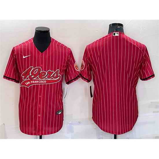 Men San Francisco 49ers Blank Red With Patch Cool Base Stitched Baseball Jersey->san francisco 49ers->NFL Jersey