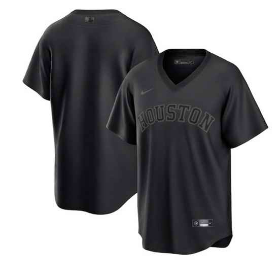 Men Houston Astros Blank Black Pitch Black Fashion Replica Stitched Jersey->houston astros->MLB Jersey