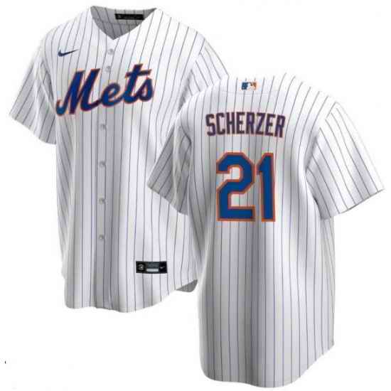 Men Nike New York Mets #21 Max Scherzer White Strips MLB Jersey->atlanta braves->MLB Jersey