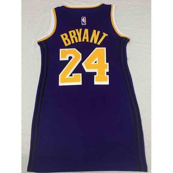 Women Los Angeles Lakers #24 Kobe Bryant Dress Stitched Jersey Purple II->nba women dress jersey->NBA Jersey