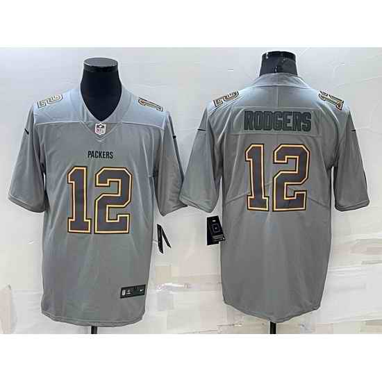 Men Green Bay Packers #12 Aaron Rodgers Gray Atmosphere Fashion Stitched Jersey->kansas city chiefs->NFL Jersey