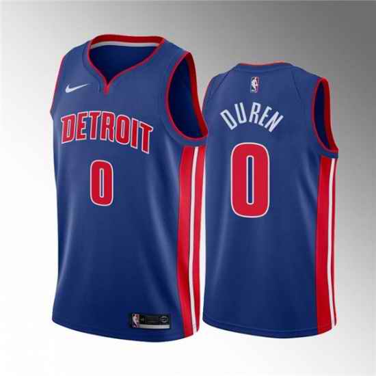 Men's Detroit Pistons #0 Jalen Duren 2020-21 Blue Icon Edition Stitched Jersey->detroit pistons->NBA Jersey