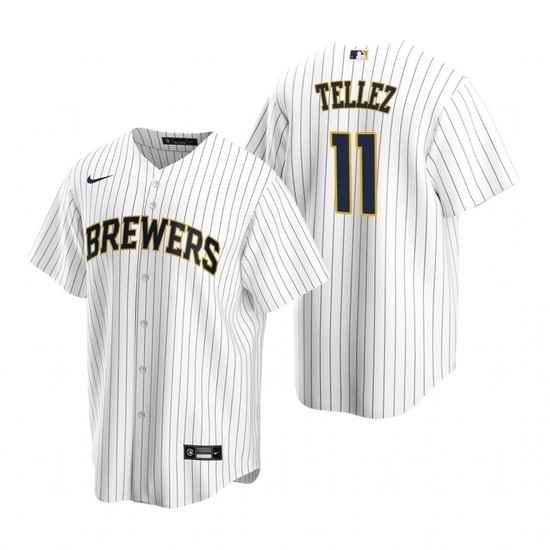 Men Milwaukee Brewers #11 Rowdy Tellez White Cool Base Stitched Jerse->milwaukee brewers->MLB Jersey
