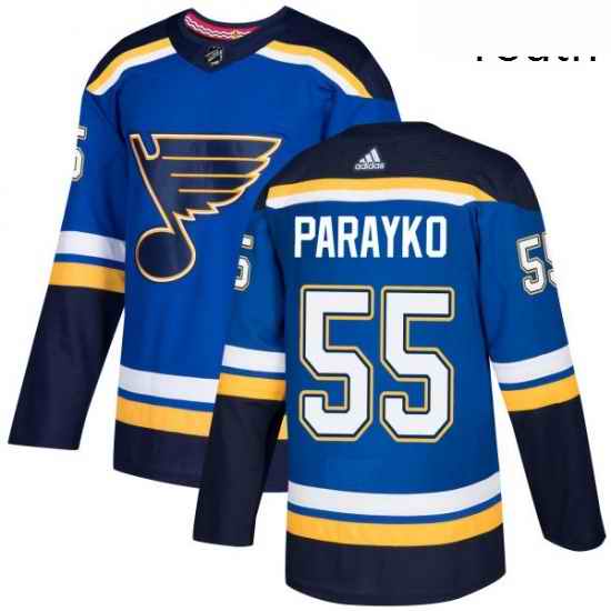 Youth Adidas St Louis Blues #55 Colton Parayko Premier Royal Blue Home NHL Jersey->youth nhl jersey->Youth Jersey