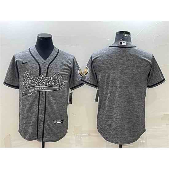 Men New Orleans Saints Blank Grey With Patch Cool Base Stitched Baseball Jersey->new england patriots->NFL Jersey