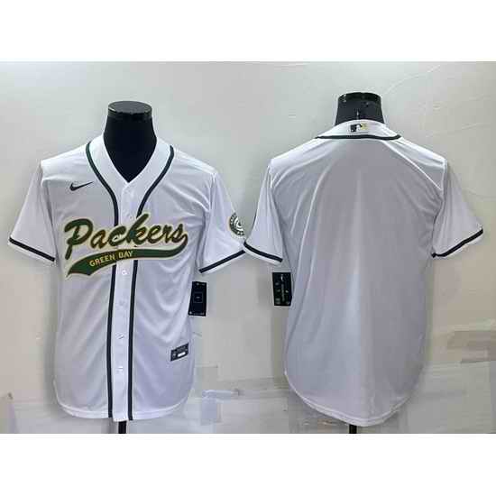 Men Green Bay Packers Blank White Cool Base Stitched Baseball Jersey->green bay packers->NFL Jersey