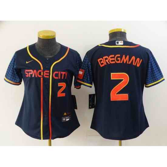 Women Houston Astros #2 Alex Bregman 2022 Navy City Connect Stitched Jerseys->women mlb jersey->Women Jersey