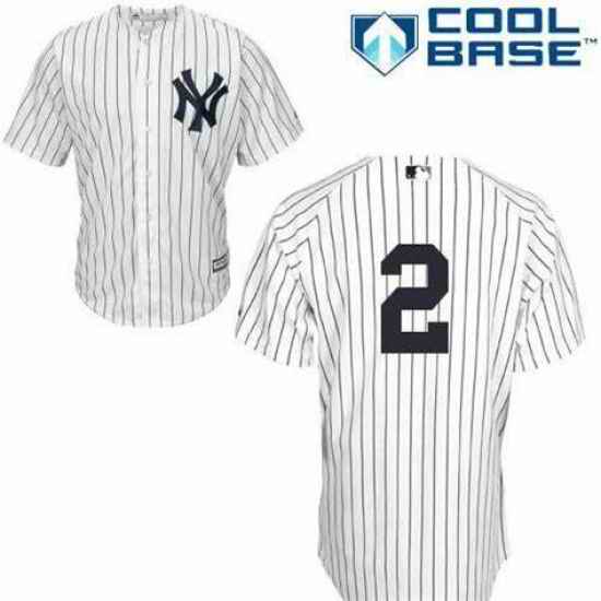 Mens Majestic New York Yankees #2 Derek Jeter No Name On Back MLB Jersey->new york yankees->MLB Jersey