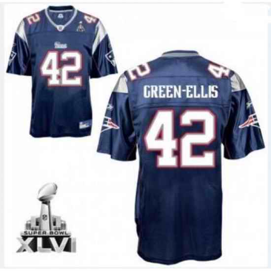 Men New England Patriots #42 Green-Ellis Dark Blue Super Bowl XLVI Embroidered NFL Jersey->new england patriots->NFL Jersey