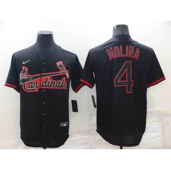 Men St  Louis Cardinals #4 Yadier Molina Black Shadow Cool Base Stitched Jerse->houston astros->MLB Jersey