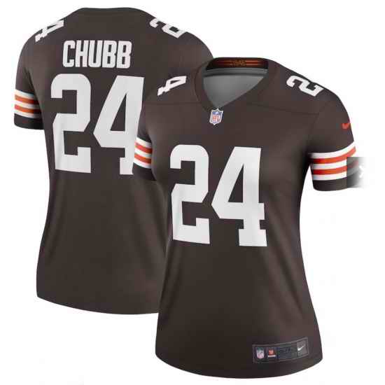 Women Cleveland Browns #24 Nick Chubb 2020 New Brown Stitched Jerseys->women nfl jersey->Women Jersey