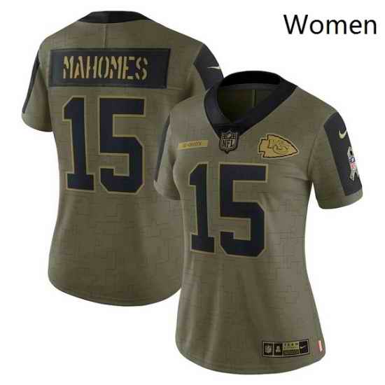 Women's Kansas City Chiefs Patrick Mahomes Nike Olive 2021 Salute To Service Limited Player Jersey->women nfl jersey->Women Jersey