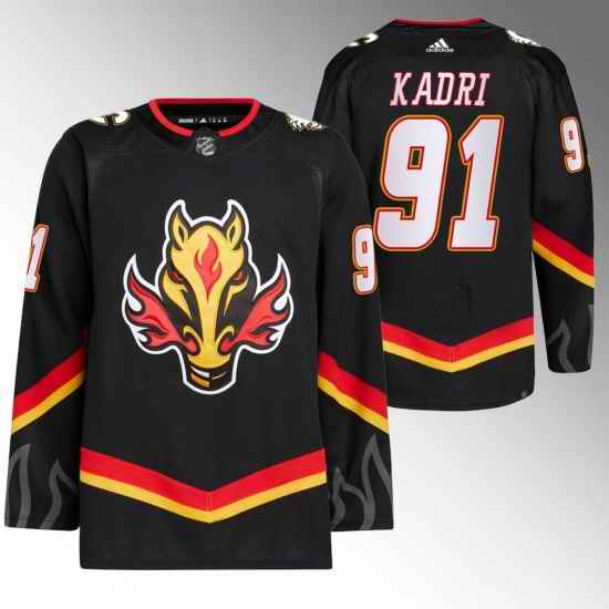 Men Calgary Flames 91 Nazem Kadri 2020 #21 Black Reverse Retro Stitched Jersey->calgary flames->NHL Jersey