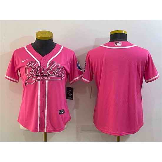 Women Indianapolis Colts Blank Pink With Patch Cool Base Stitched Baseball Jersey->women nfl jersey->Women Jersey