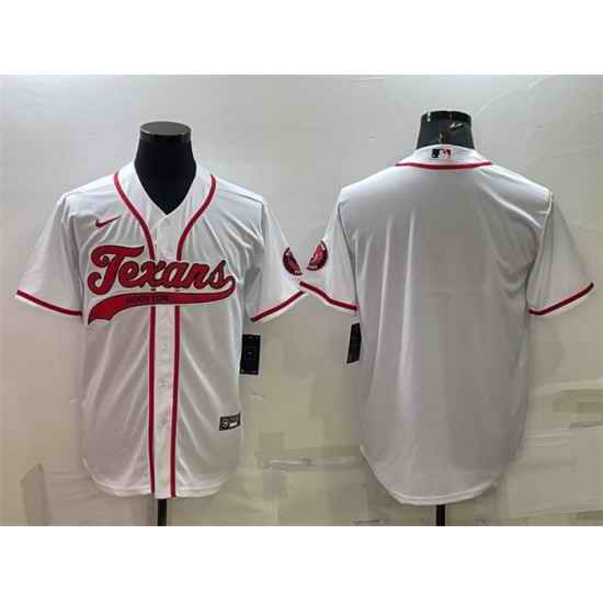 Men Houston Texans Blank White With Patch Cool Base Stitched Baseball Jersey->houston texans->NFL Jersey