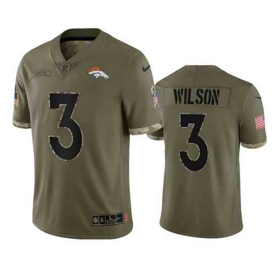Men's Denver Broncos #3 Russell Wilson 2022 Olive Salute To Service Limited Stitched Jersey->denver broncos->NFL Jersey