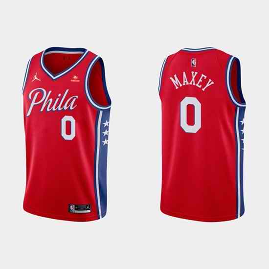 Men's Philadelphia 76ers #0 Tyrese Maxey Red Statement Edition Stitched Jersey->philadelphia 76ers->NBA Jersey