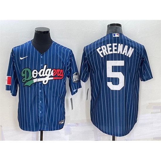 Men Los Angeles Dodgers #5 Freddie Freeman Navy Mexico World Series Cool Base Stitched Baseball Jersey->los angeles dodgers->MLB Jersey