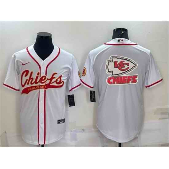 Men Kansas City Chiefs White Team Big Logo With Patch Cool Base Stitched Baseball Jersey->cleveland browns->NFL Jersey