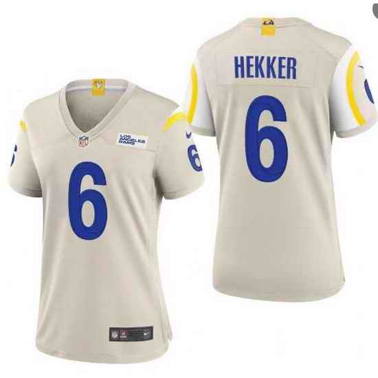 Women Los Angeles Rams #6 Johnny Hekker Vapor Limited Bone Jersey->women nfl jersey->Women Jersey