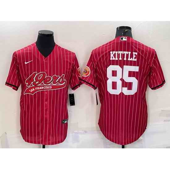 Men San Francisco 49ers #85 George Kittle Red With Patch Cool Base Stitched Baseball Jersey->tampa bay buccaneers->NFL Jersey