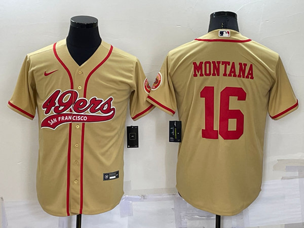 Men's San Francisco 49ers #16 Joe Montana Gold Cool Base Stitched Baseball Jersey->pittsburgh steelers->NFL Jersey