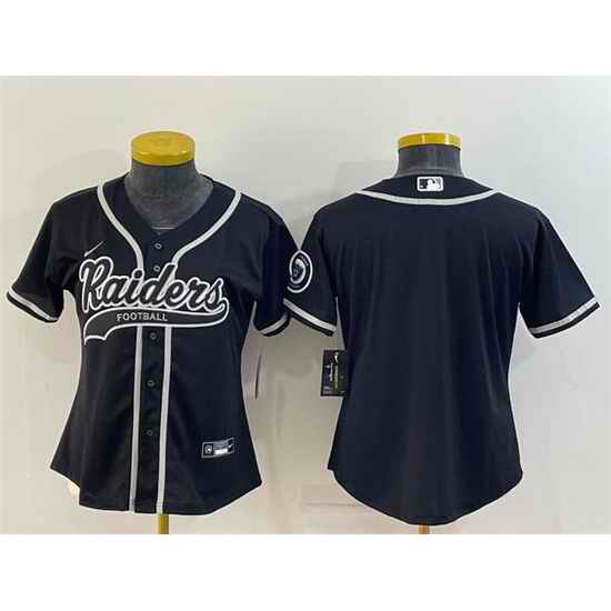Women Las Vegas Raiders Blank Black With Patch Cool Base Stitched Baseball Jersey->women nfl jersey->Women Jersey