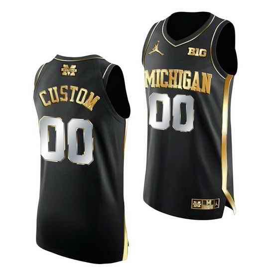 Michigan Wolverines Custom 2021 March Madness Golden Authentic Black Jersey->->Custom Jersey