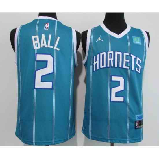 Youth Charlotte Hornets #2 LaMelo Ball Blue 2020 21 City Edition Swingman Jersey->toronto raptors->NBA Jersey