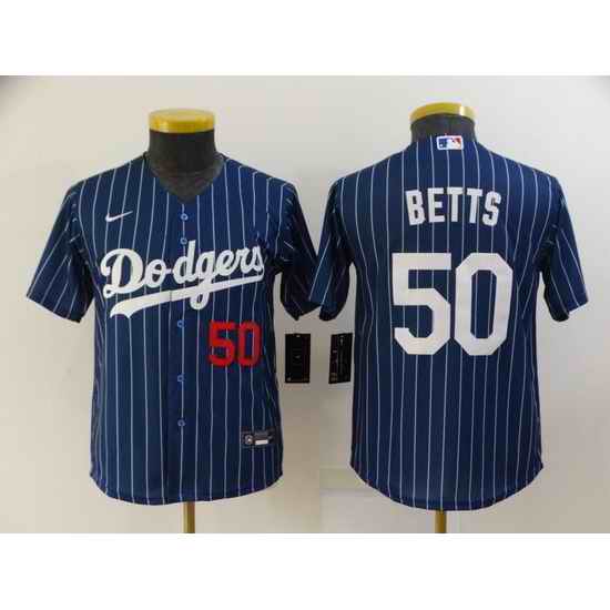 Youth Los Angeles Dodgers #50 Mookie Betts Blue Stitched Jersey->youth mlb jersey->Youth Jersey