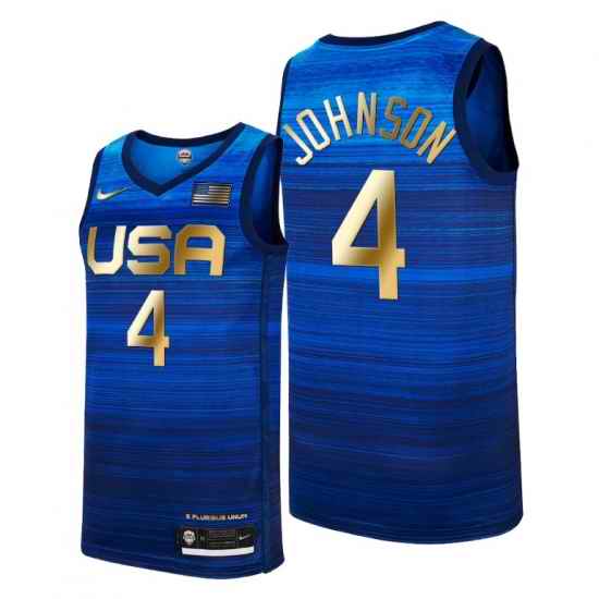 USA Dream Team #4 Keldon Johnson 2021 Tokyo Olymipcs Nike Basketball Jersey Blue->washington wizards->NBA Jersey