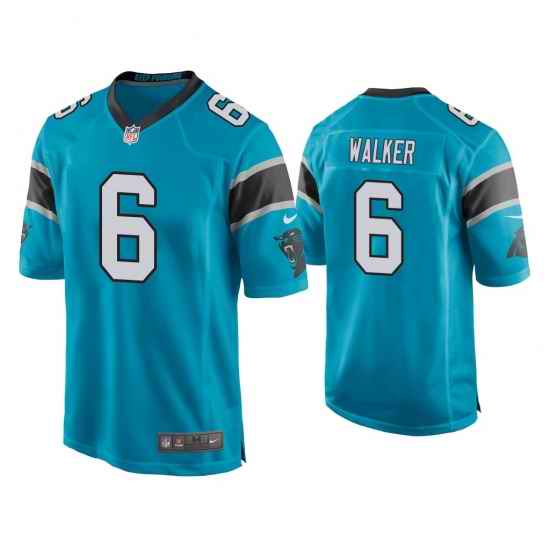 Men's Carolina Panthers #6 P.J. Walker Blue Game Nike Jersey->women nfl jersey->Women Jersey