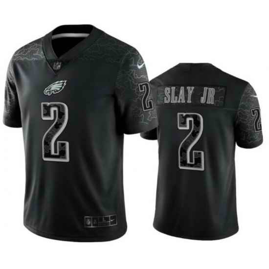 Men Philadelphia Eagles #2 Darius Slay Jr Black Reflective Limited Stitched Jersey->youth nfl jersey->Youth Jersey