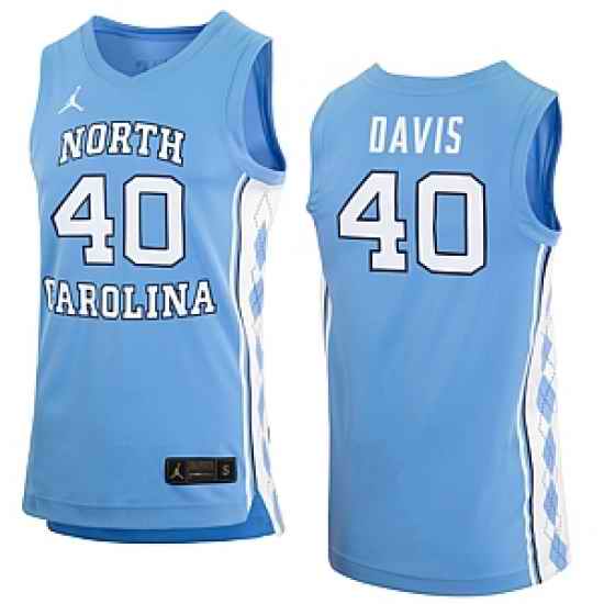 Men North Carolina Tarheels #40 Hubert Davis Blue basketball jerseys->north carolina tar heels->NCAA Jersey