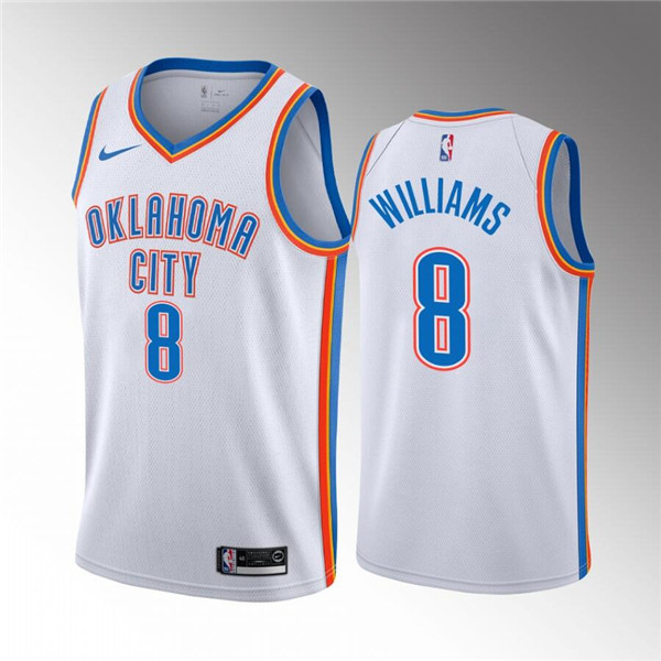 Men's Oklahoma City Thunder #8 Jalen Williams White Association Edition Stitched Basketball Jersey->oklahoma city thunder->NBA Jersey
