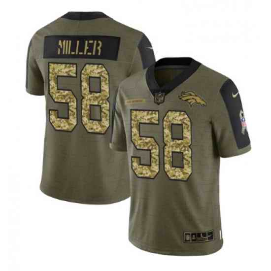 Men Denver Broncos #58 Von Miller 2021 Salute To Service Olive Camo Limited Stitched Jersey->denver broncos->NFL Jersey