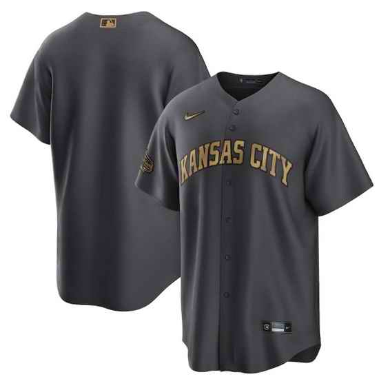 Men Kansas City Royals Blank 2022 All Star Charcoal Cool Base Stitched Baseball Jersey->2022 all star->MLB Jersey
