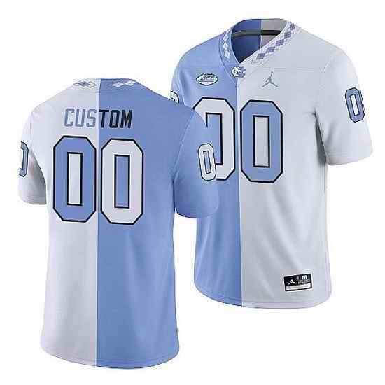 North Carolina Tar Heels Custom College Football White Blue Split Edition Game Jersey->->Custom Jersey