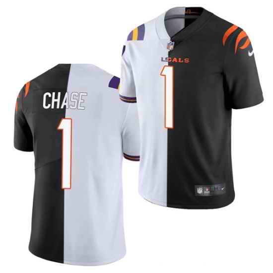 Men Cincinnati Bengals Customized 2021 Black White Split Limited Stitched Jerse->cincinnati bengals->NFL Jersey